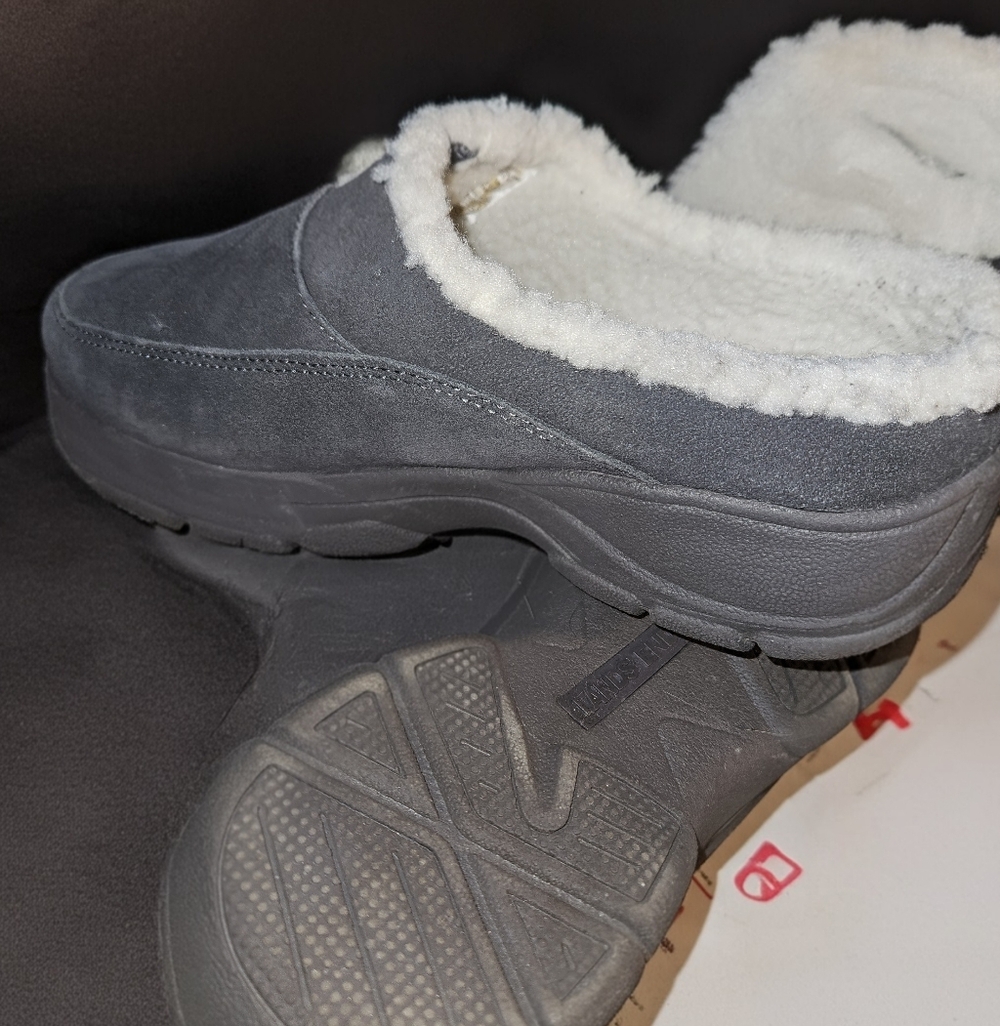 LAST CHANCE Lands' End Women's Charcoal Suede, Shearling Lined Clog Size 8D